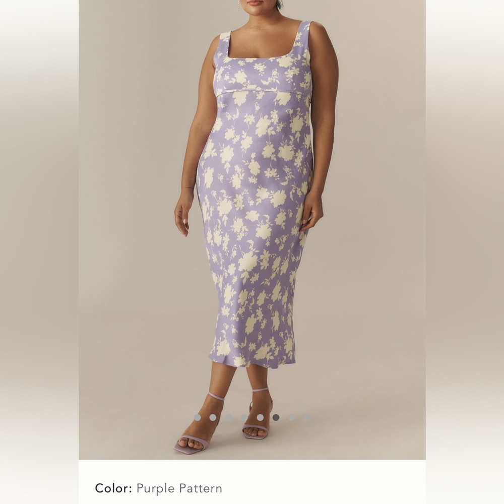 Anthropology Maeve Purple and Cream Floral Midi Dress 3x. New with Tags